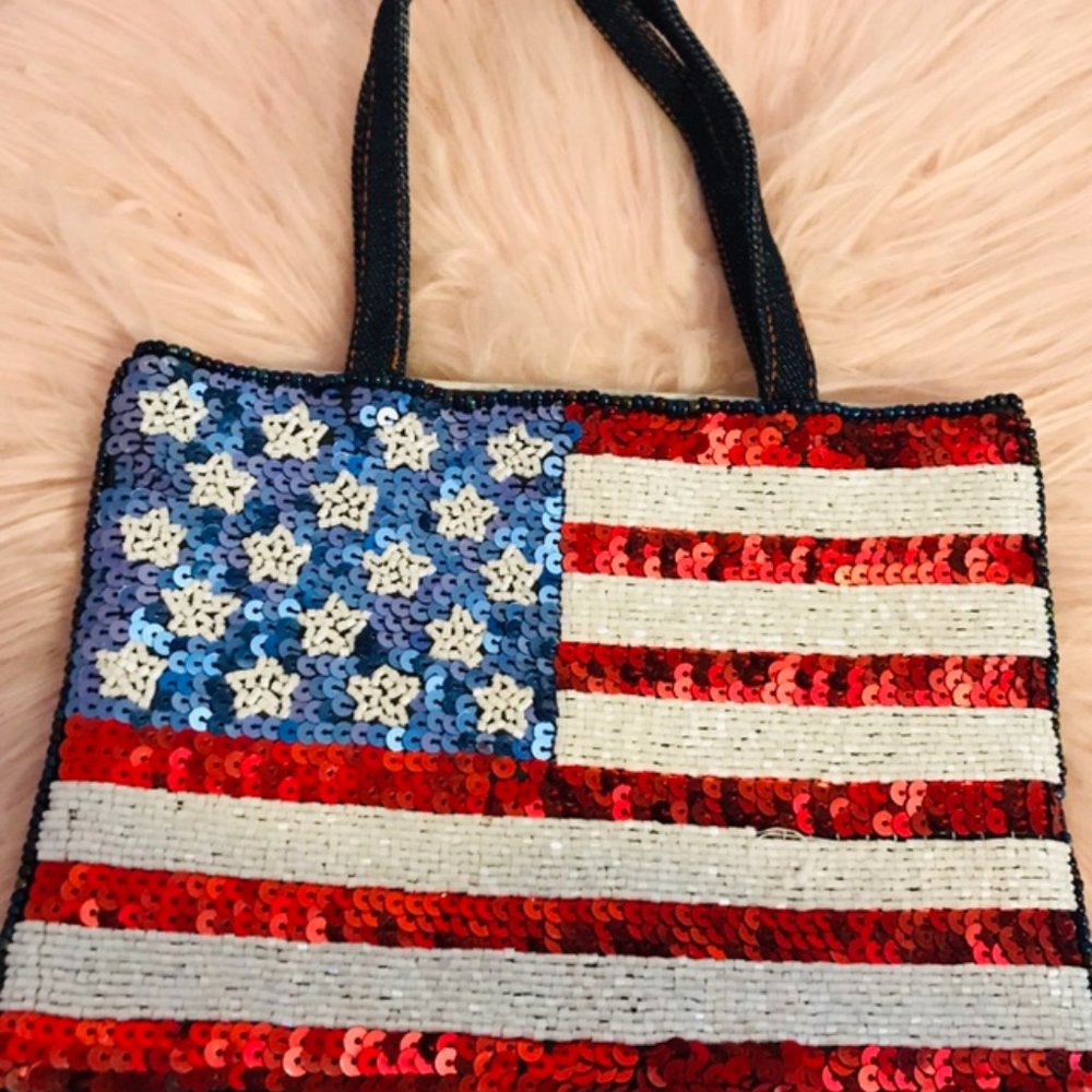 Vintage glitter american flag wallet